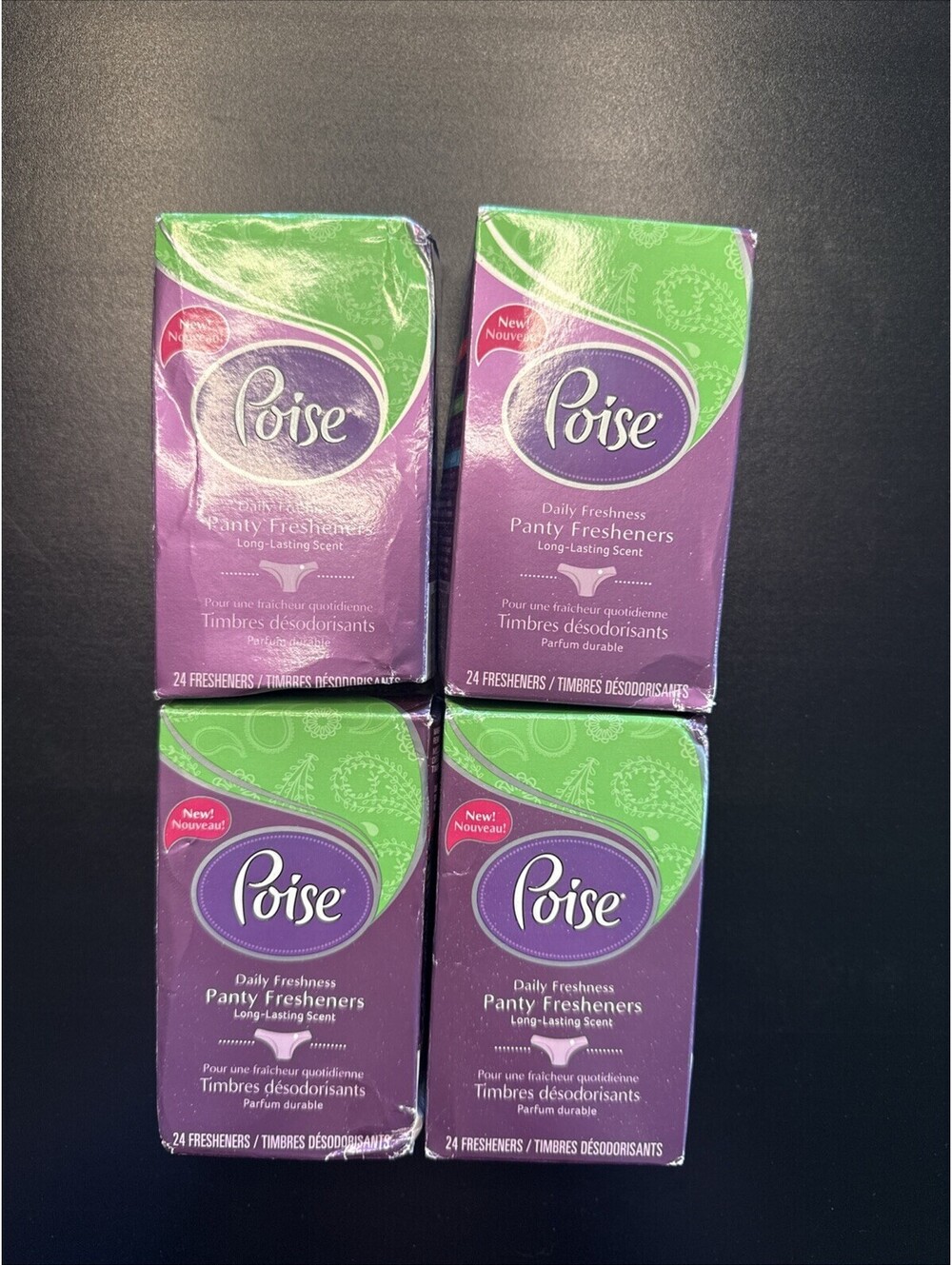 Pack of (4) New Poise Panty Fresheners, 24 Count
